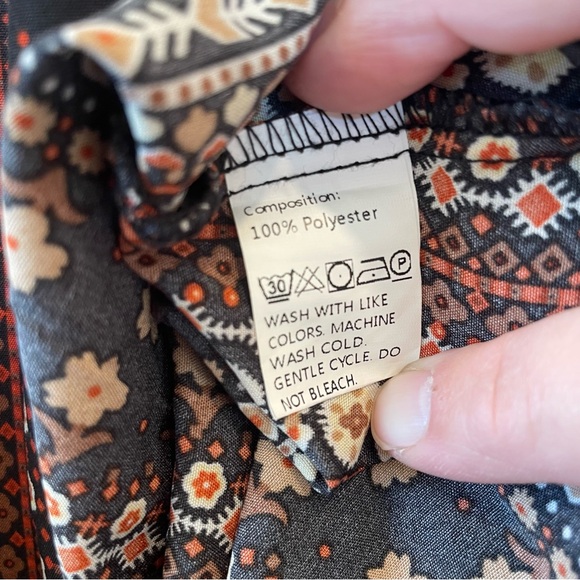 Shein Boho Peasant Dress Collared Long Sleeve Button Front Women's Large - Picture 4 of 12